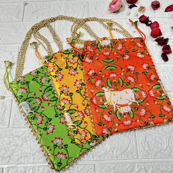 Pichwai Print Potli Bags For Return Gifts