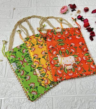 Pichwai Print Potli Bags For Return Gifts