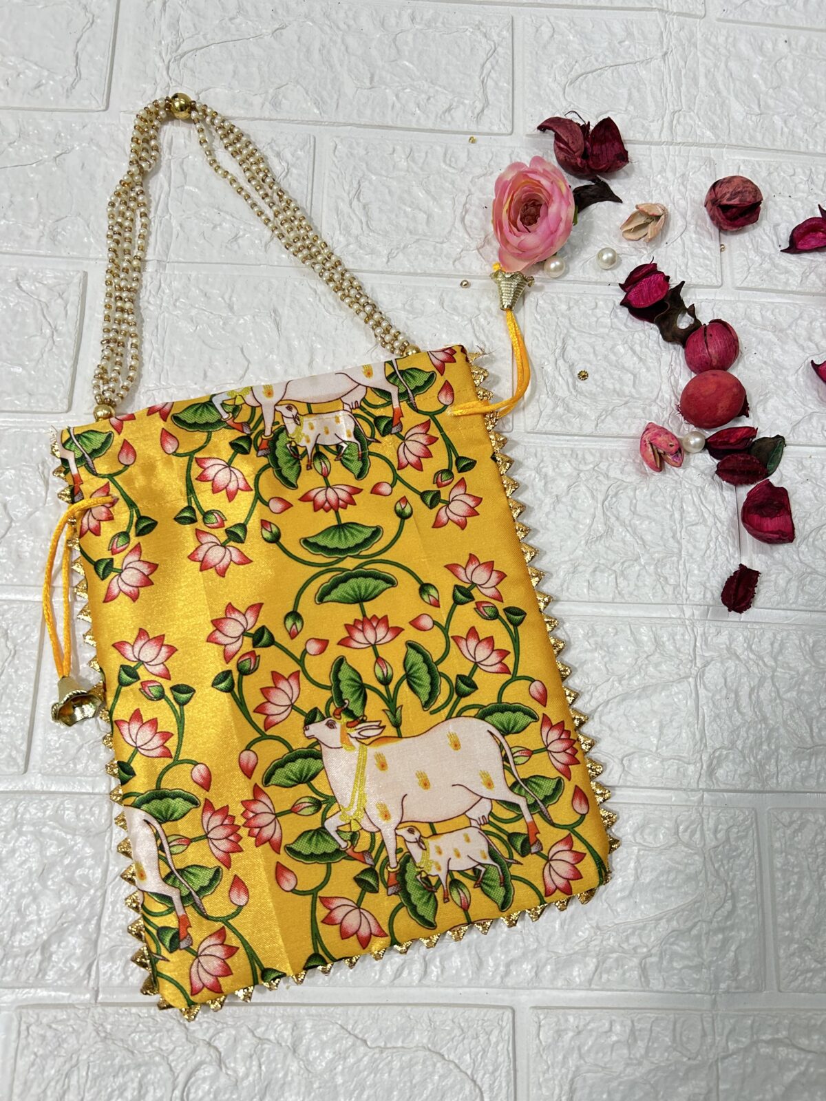 Satin Pichwai Potli Bags