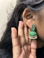 Leaf Shape Meenakari Jhumki Earrings For Mehndi Sangeet Haldi Party Return Gifts