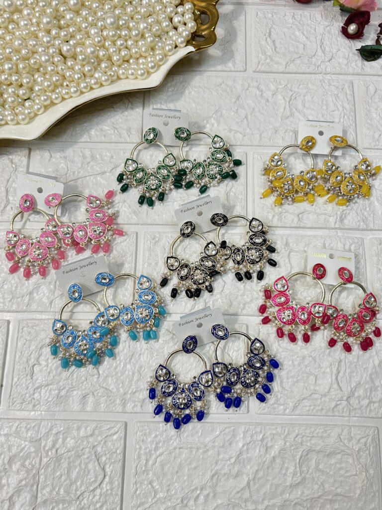 Dangle Meenakari Earrings Mehndi Sangeet Party Gifts