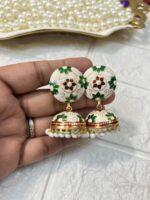 Brass Meenakari Jhumki Earrings For Mehndi Sangeet Haldi Party Return Gifts