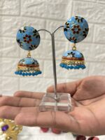 Brass Meenakari Jhumki Earrings For Mehndi Sangeet Haldi Party Return Gifts