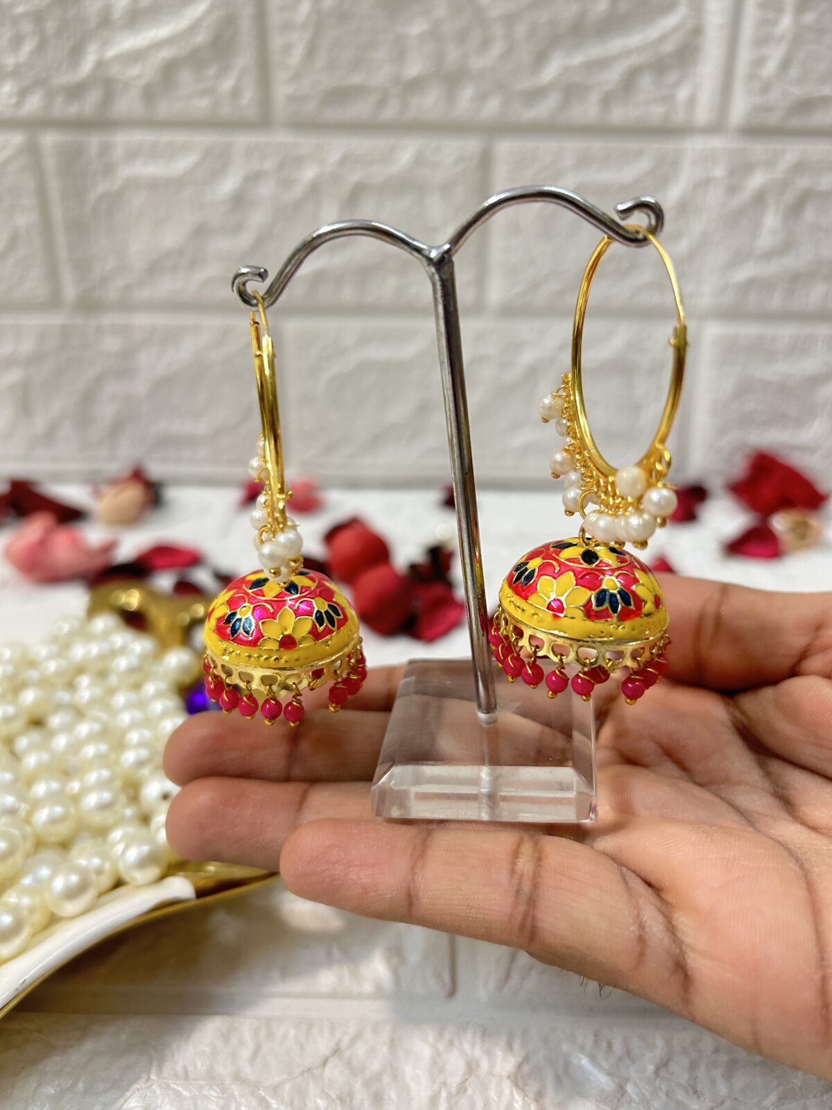 Meenakari Hoop Earrings For Return Gifts