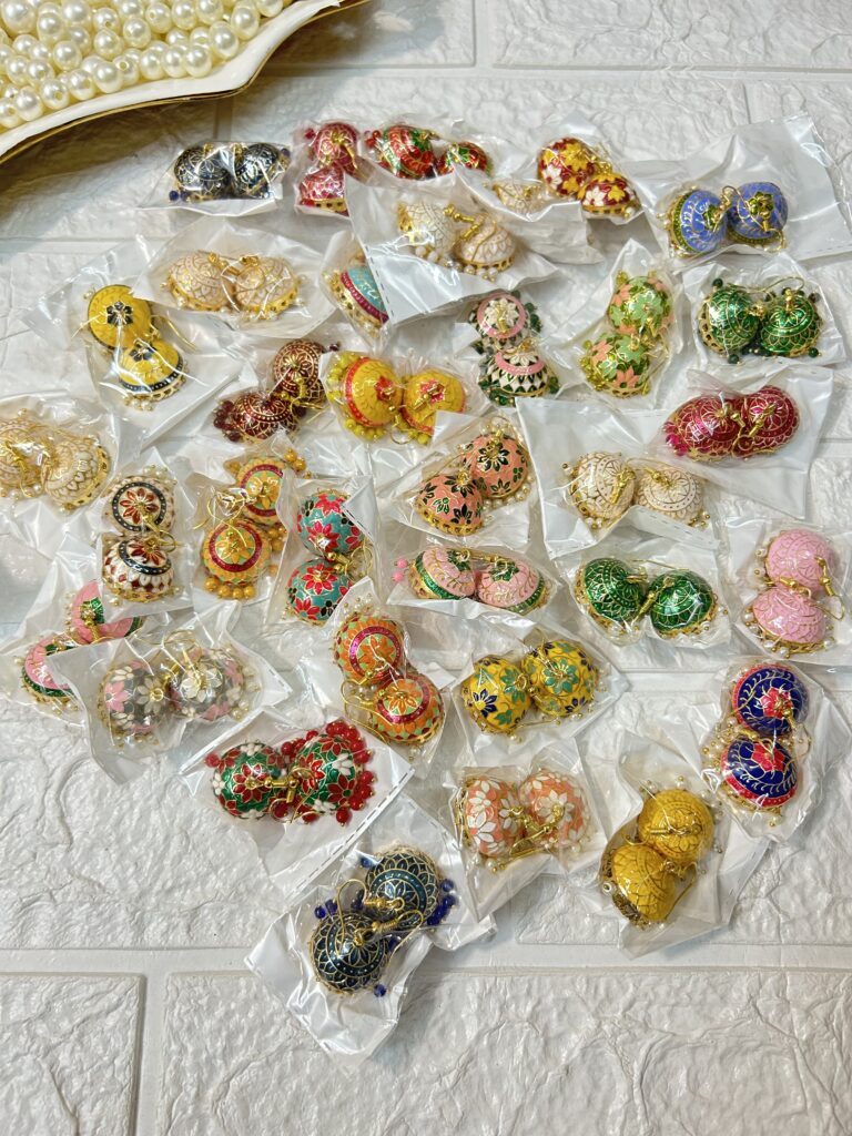 Meenakari Jhumki Earrings Mehendi Gifts