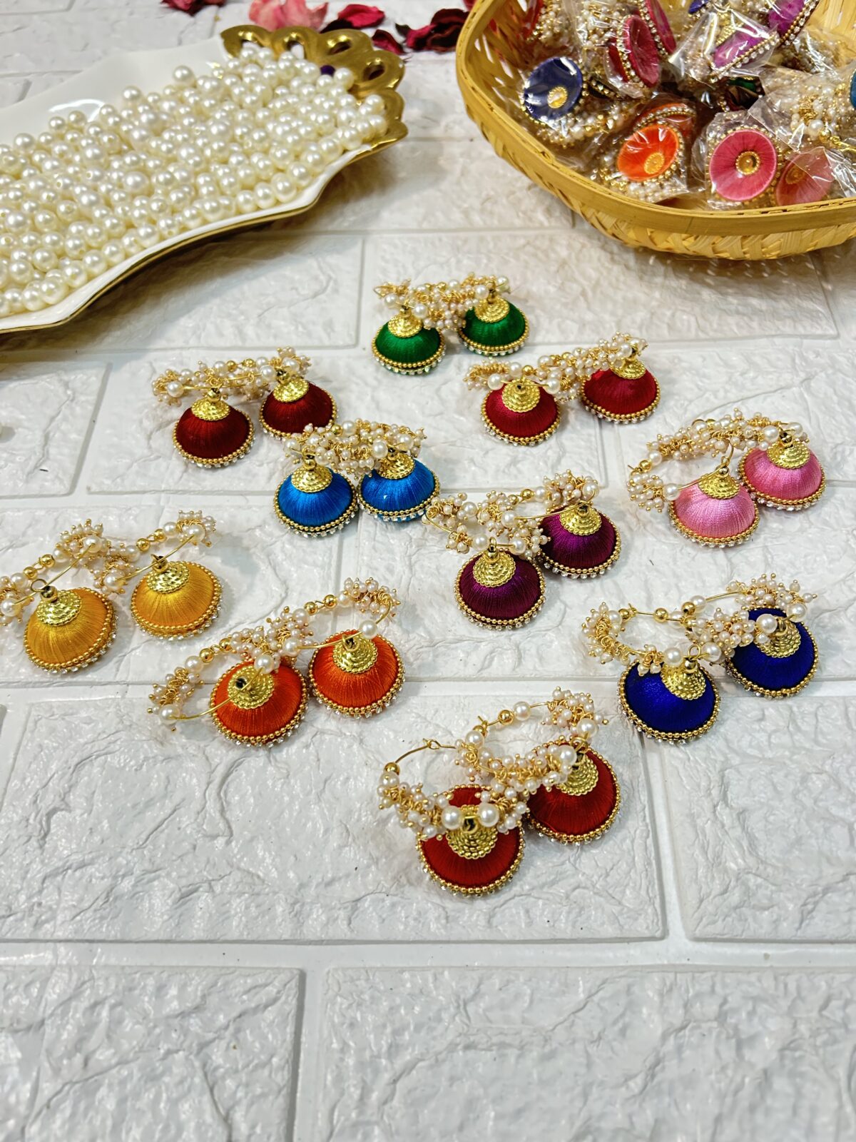 Silk Thread Hoop Earrings Mehendi Sangeet Return Gifts