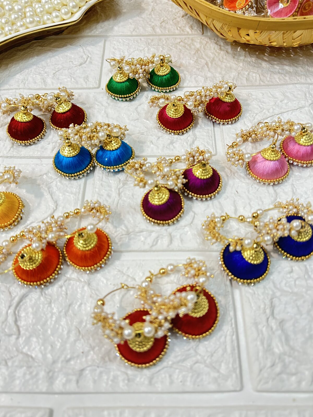 Silk Thread Hoop Earrings Mehendi Sangeet Return Gifts
