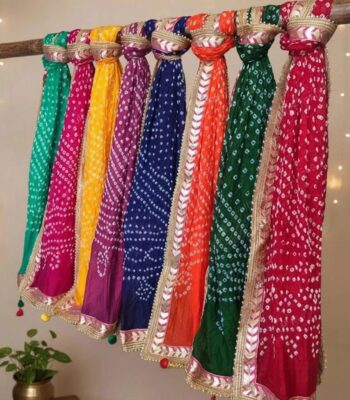 Bandhani Gota Border Dupatta – Women’s Wedding & Mehendi Return Gifts