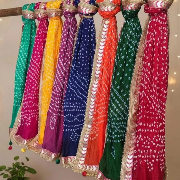 Bandhani Gota Border Dupatta – Women’s Wedding & Mehendi Return Gifts