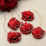 Red Floral Maang Tikka For Mehendi Haldi Gifts