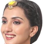 Yellow Gota Maang Tikka For Mehendi Haldi Women's Gifts