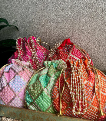 Checks Embroidered Potli Bags Wedding Mehendi Return Gifts