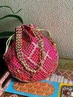 Checks Embroidered Potli Bags Wedding Mehendi Return Gifts