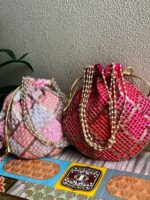 Checks Embroidered Potli Bags Wedding Mehendi Return Gifts